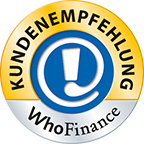 WhoFinance Kundenempfehlungs-Siegel